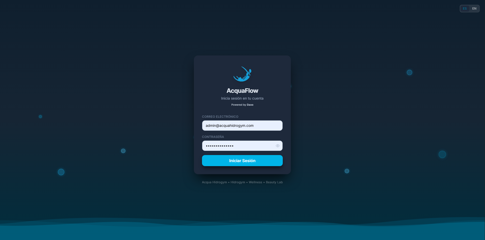AcquaFlow Inicio de Sesión screenshot